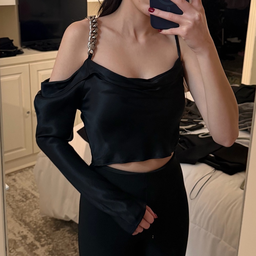 Zara Black Top with Chain Detail